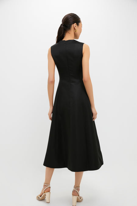 White Rose Printed Cleo Embellished Sleeveless Midi Dress