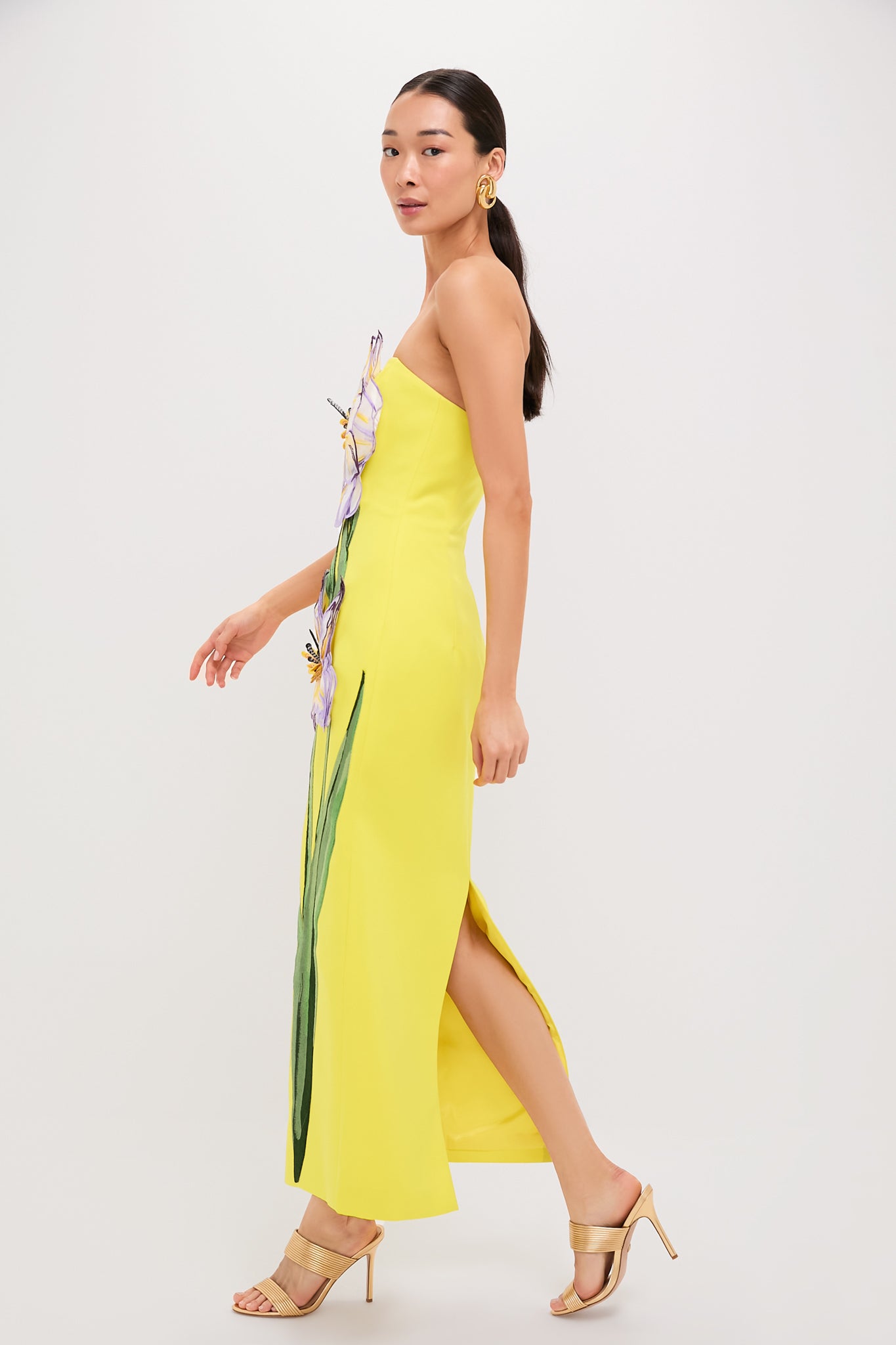 Yellow Iris Print Rayna Maxi Dress | Leo Lin Yellow Iris Print Rayna Maxi Dress | Leo Lin