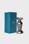 Graham 7 Pillar/Taper Candle Holder in hammered stainless steel exudes classic, effortless elegance, perfect for high-end decor. Comes in a fun, teal Juliska gift box.