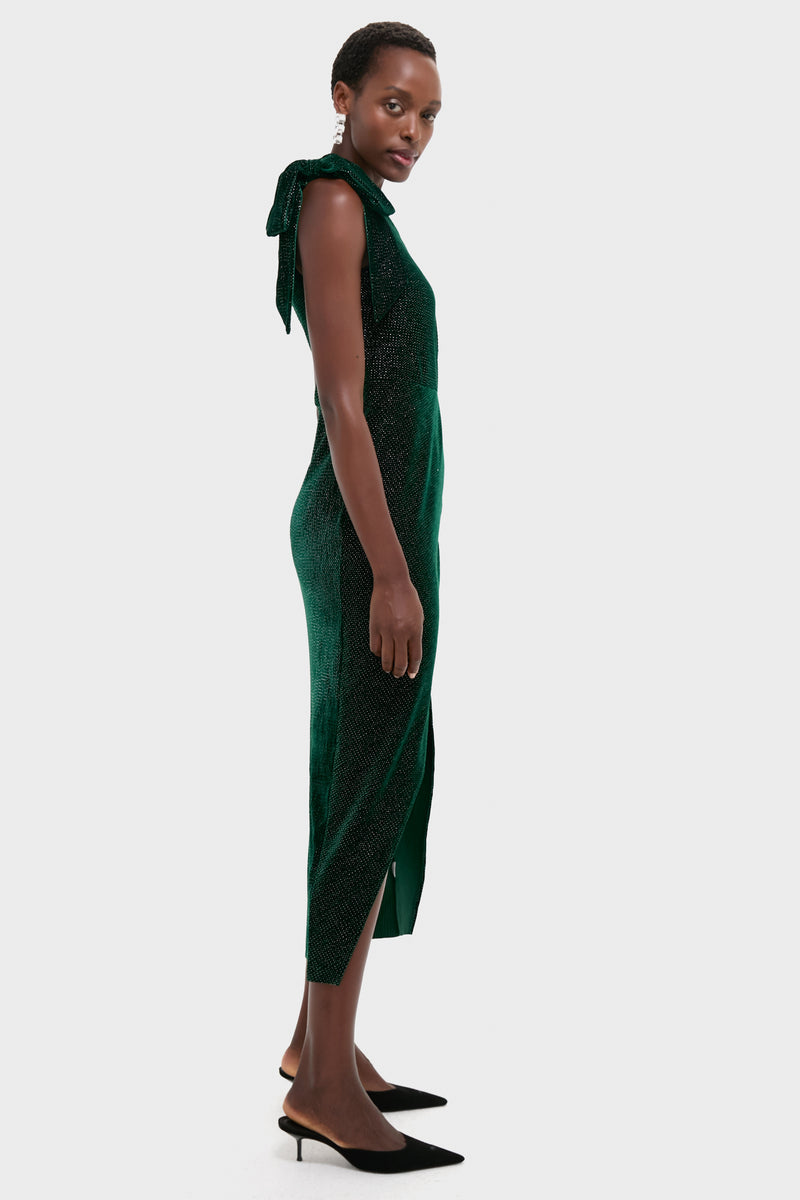 Emerald One Shoulder Ainslee Midi Dress