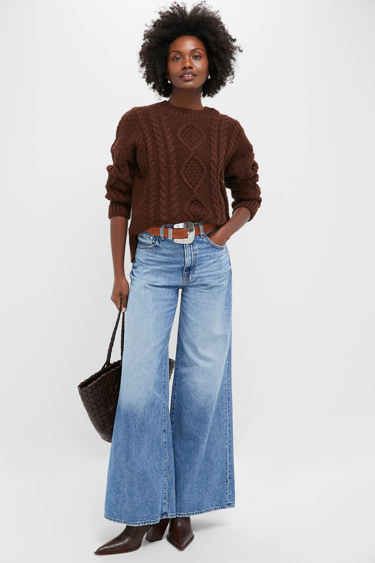 Chocolate Cable Knit Verbier Sweater | Hyacinth House