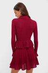 Burgundy Pointelle Knit Mini Dress
