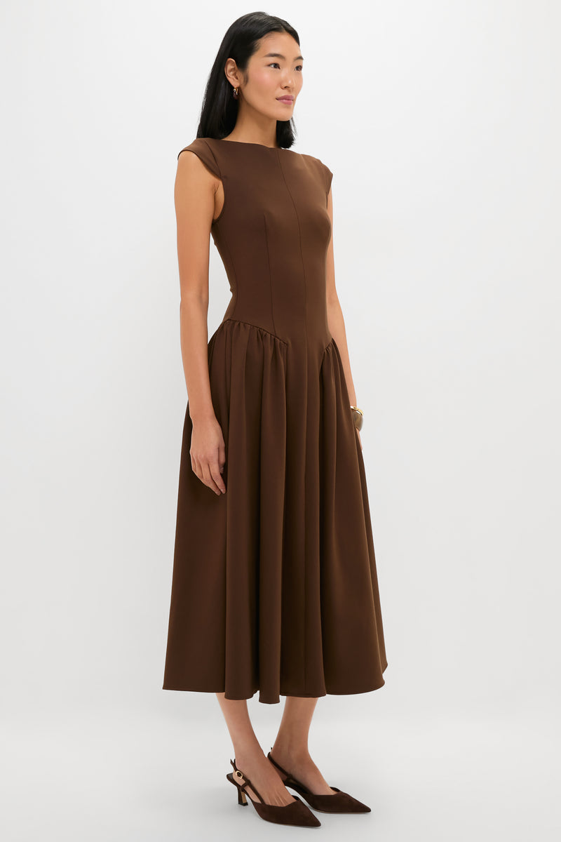 Chocolate Lysandra A Line Midi Dress