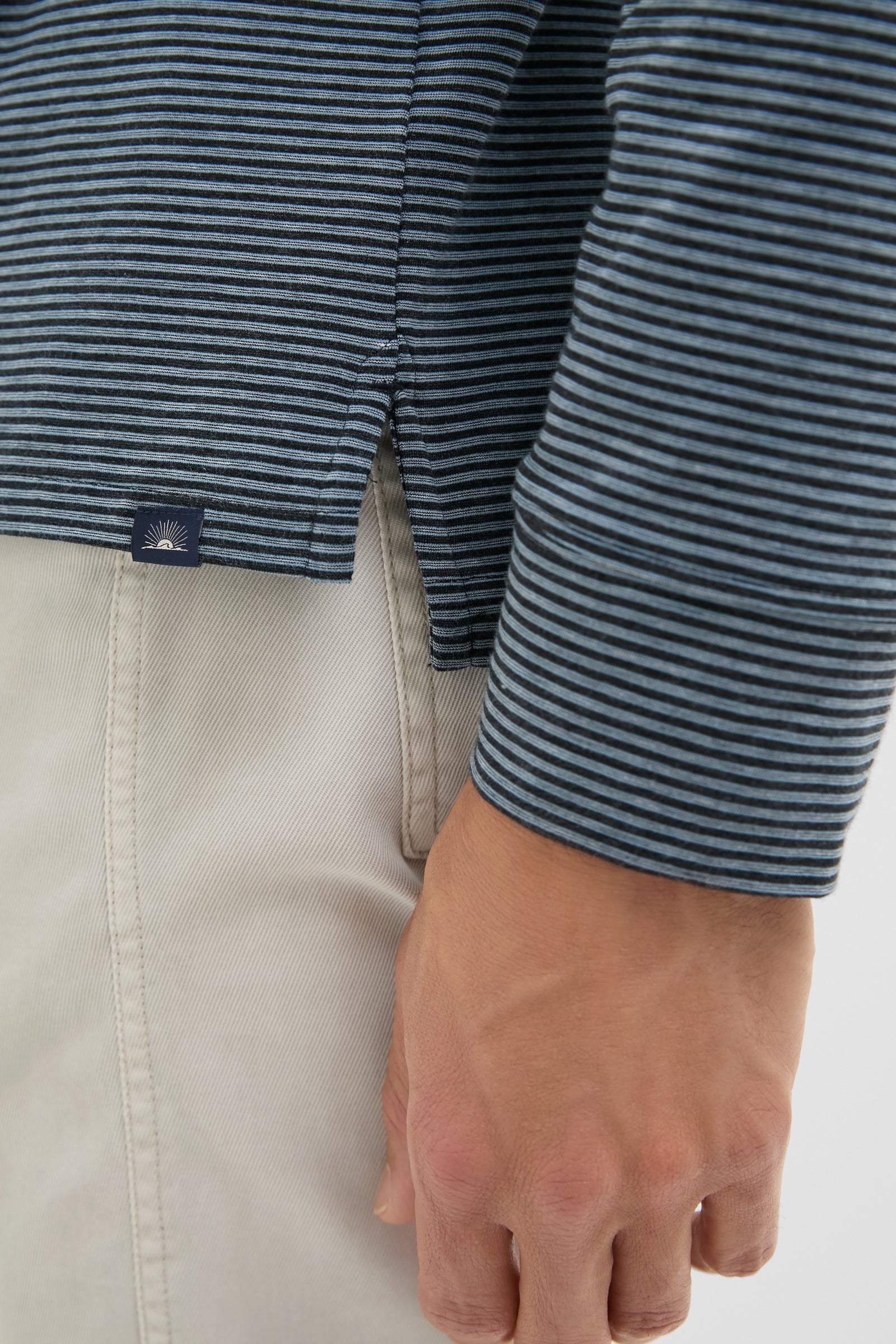 Moonlight Point Stripe Long Sleeve Movement Polo