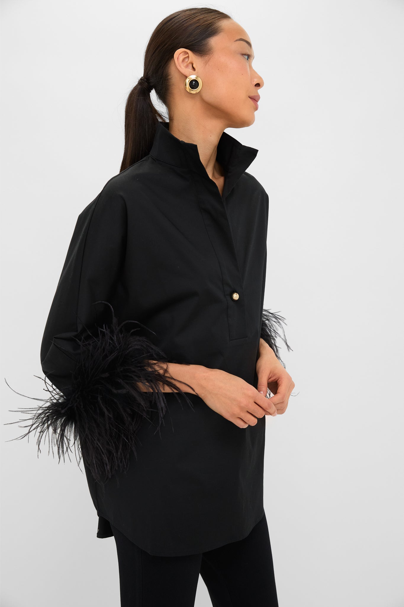 Black Feather Willow Blouse