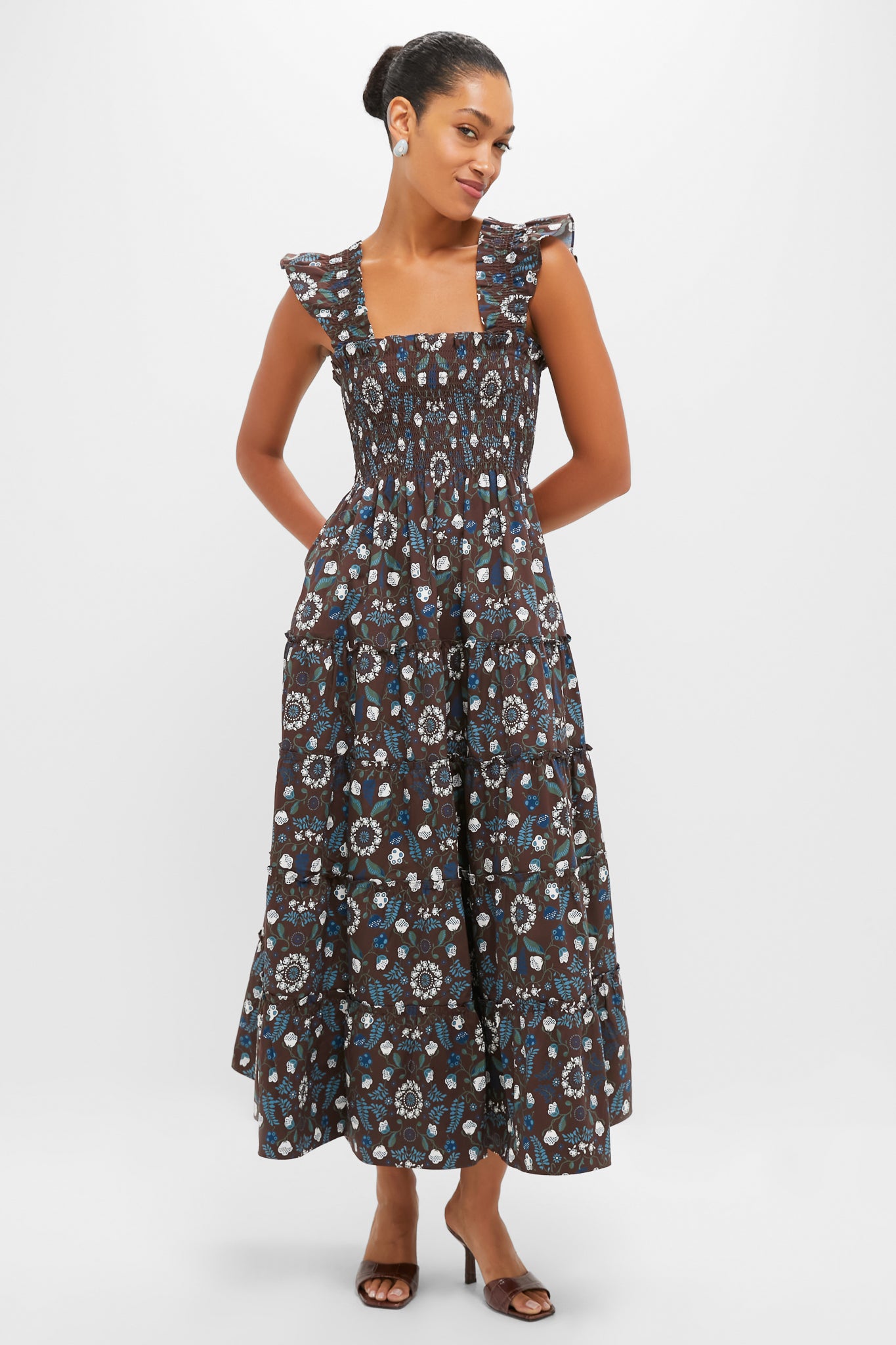 Chocolate Swedish Floral Ellie Maxi Nap Dress