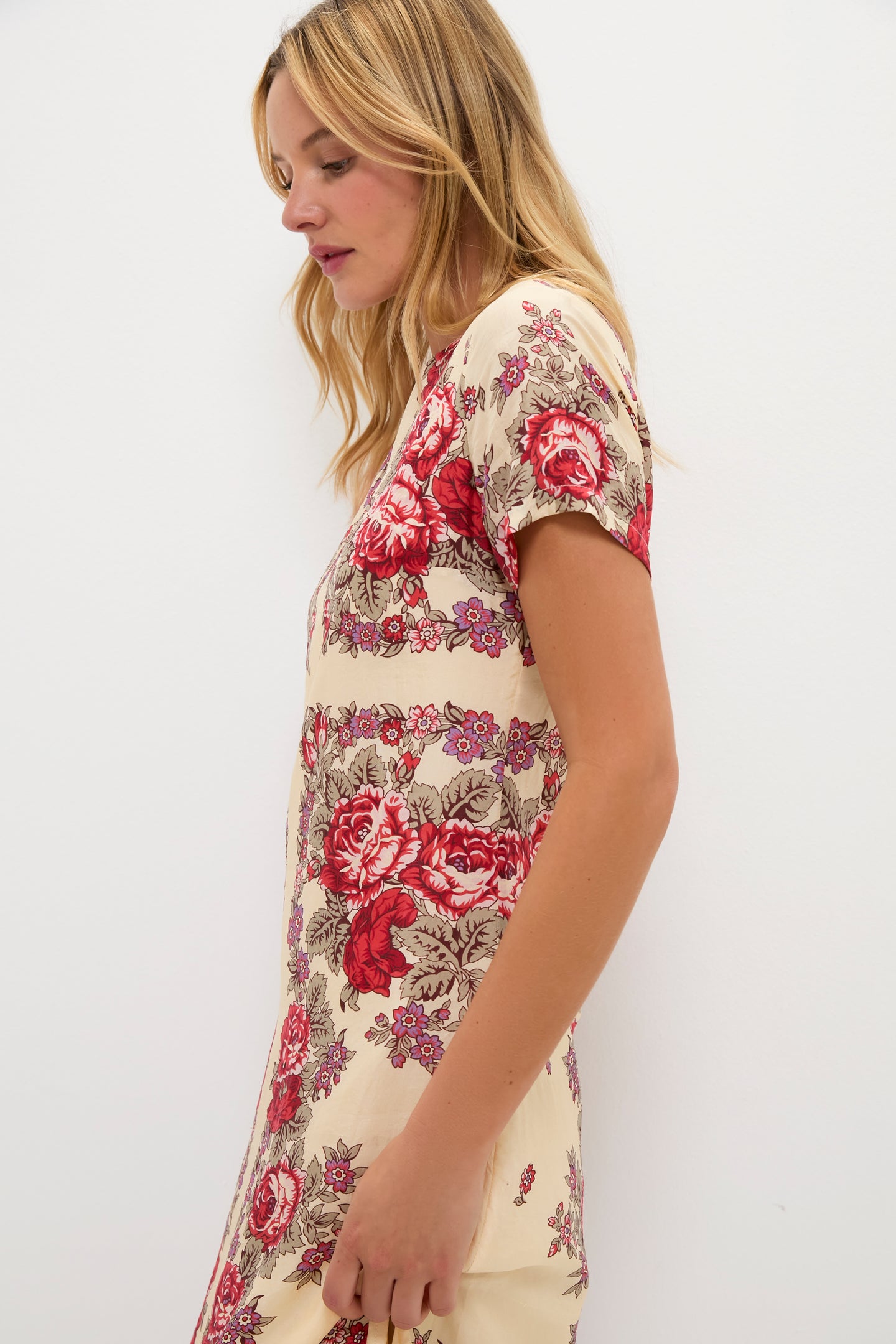 White Rosebush Preeti Silk Dress