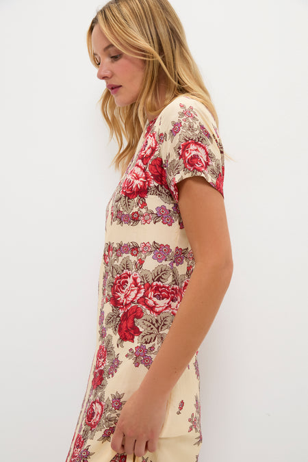 White Rosebush Preeti Silk Dress