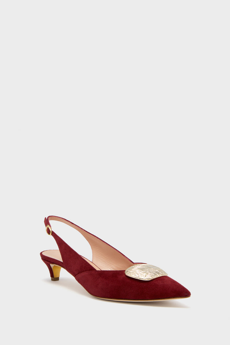 Merlot with Gold Mistly Slingback Heels