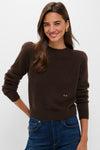 Chocolate Cashmere Puff Sleeve Macy Crewneck Sweater