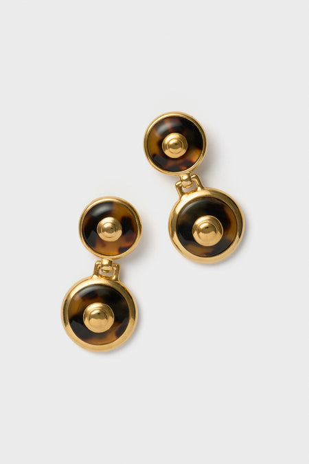 Tortoise 24K Gold Electroplated Circle Drop Earrings