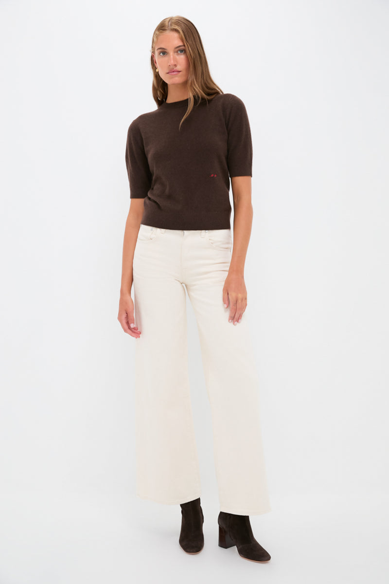 Chocolate Cashmere Short Sleeve Crewneck