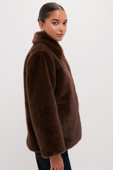 Dark Brown Faux Fur Brooke Cardigan