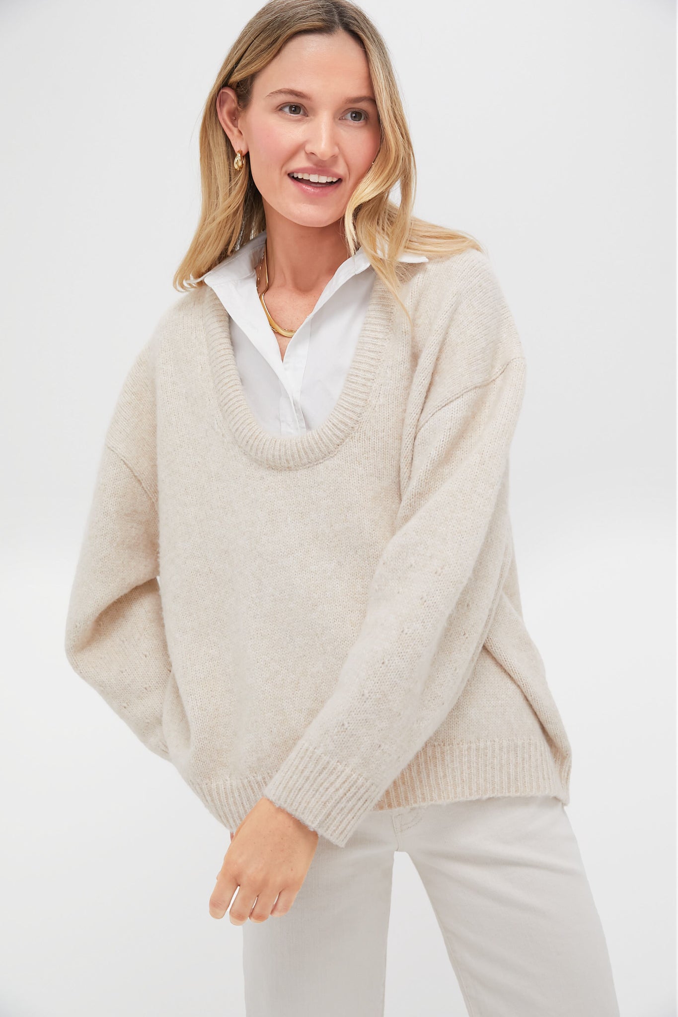 Oatmeal Removable Collar Dickey Sweater