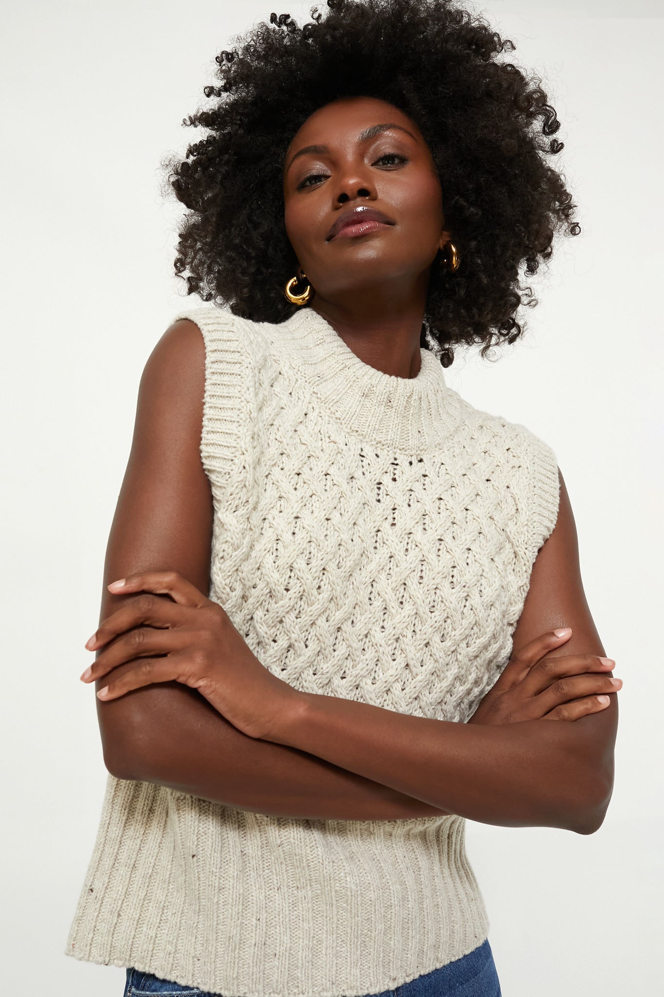 Chalk Stone Ballybricken Trellis Cropped Vest | IrelandsEye Knitwear