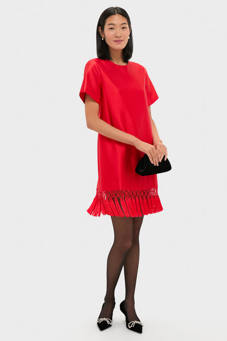 Red Dupioni Tassel Downing Dress