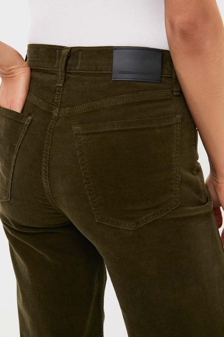 Dark Green Corduroy Lyra Wide Leg Crop