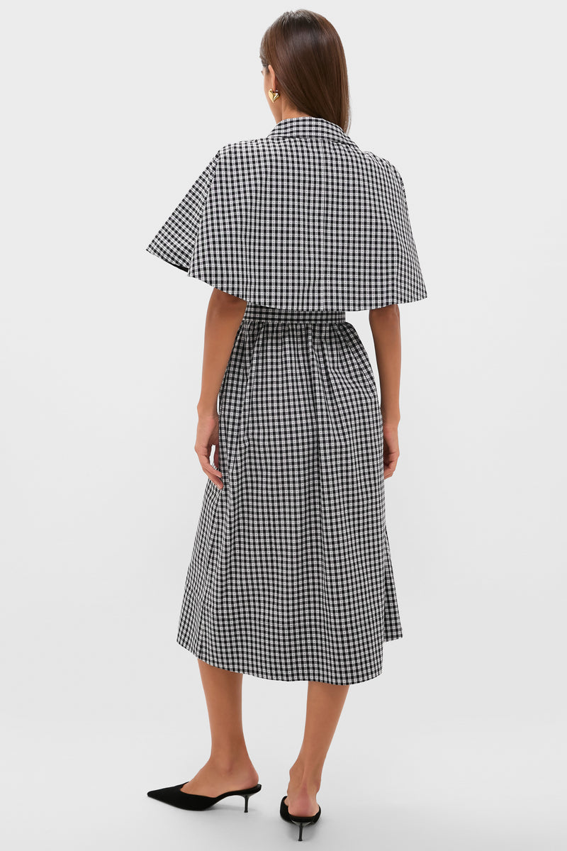 Black Gingham Cape Chloe Dress