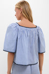 Blue Stripe Whipstitch Vivianna Top