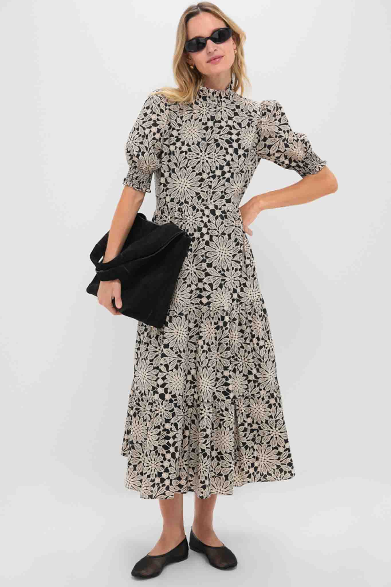 Black & Tan Printed Floral Bennett Maxi Dress