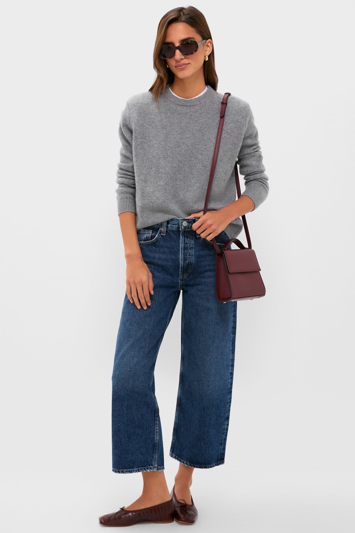 Shadow Gray Bodie Cashmere Boyfriend Crewneck