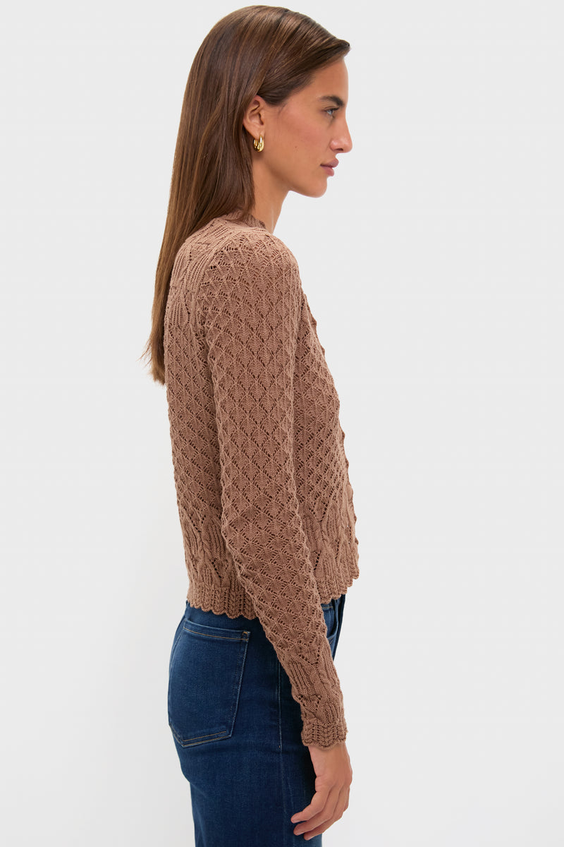 Mocha Pointelle Capucine Cardigan