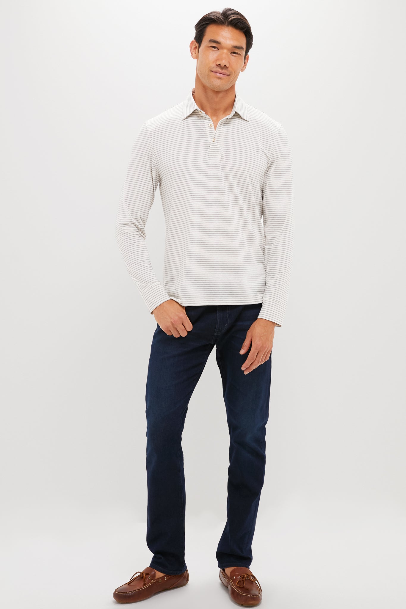 Logan Creek Stripe Long Sleeve Movement Polo