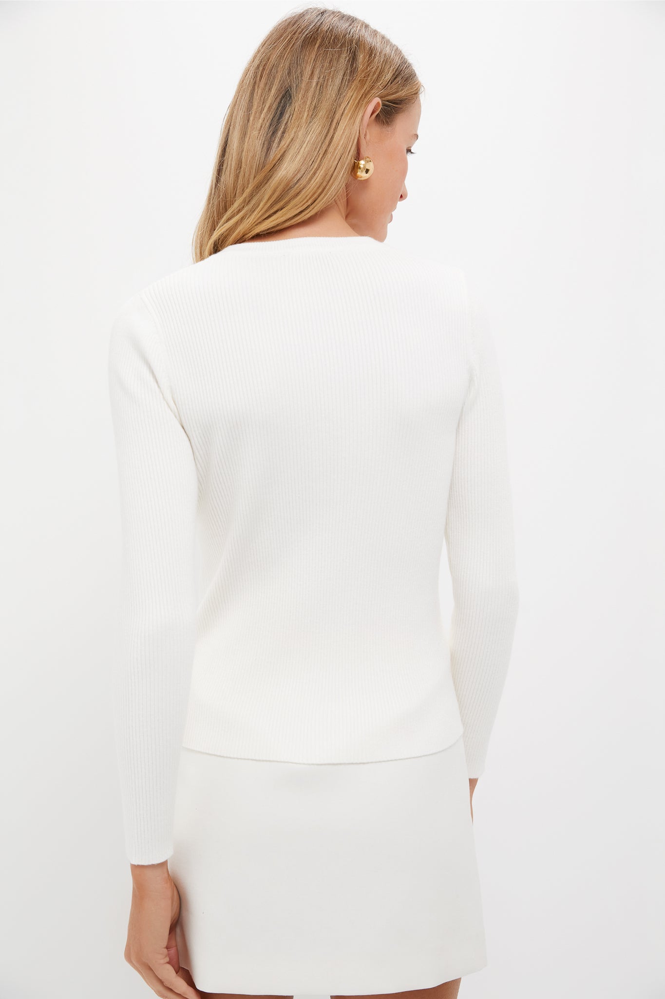 Winter White Alden Ribbed Crewneck