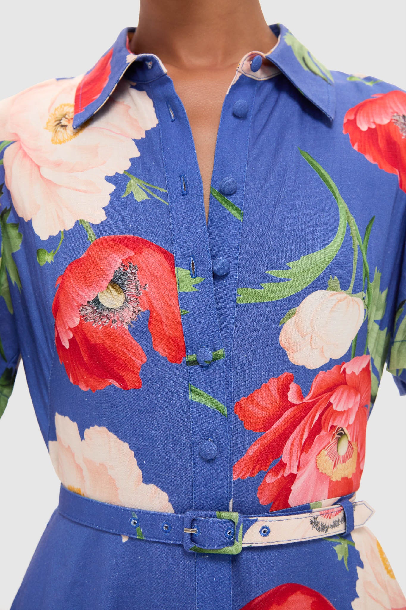 Poppy Print Becca Short Sleeve Midi Dress