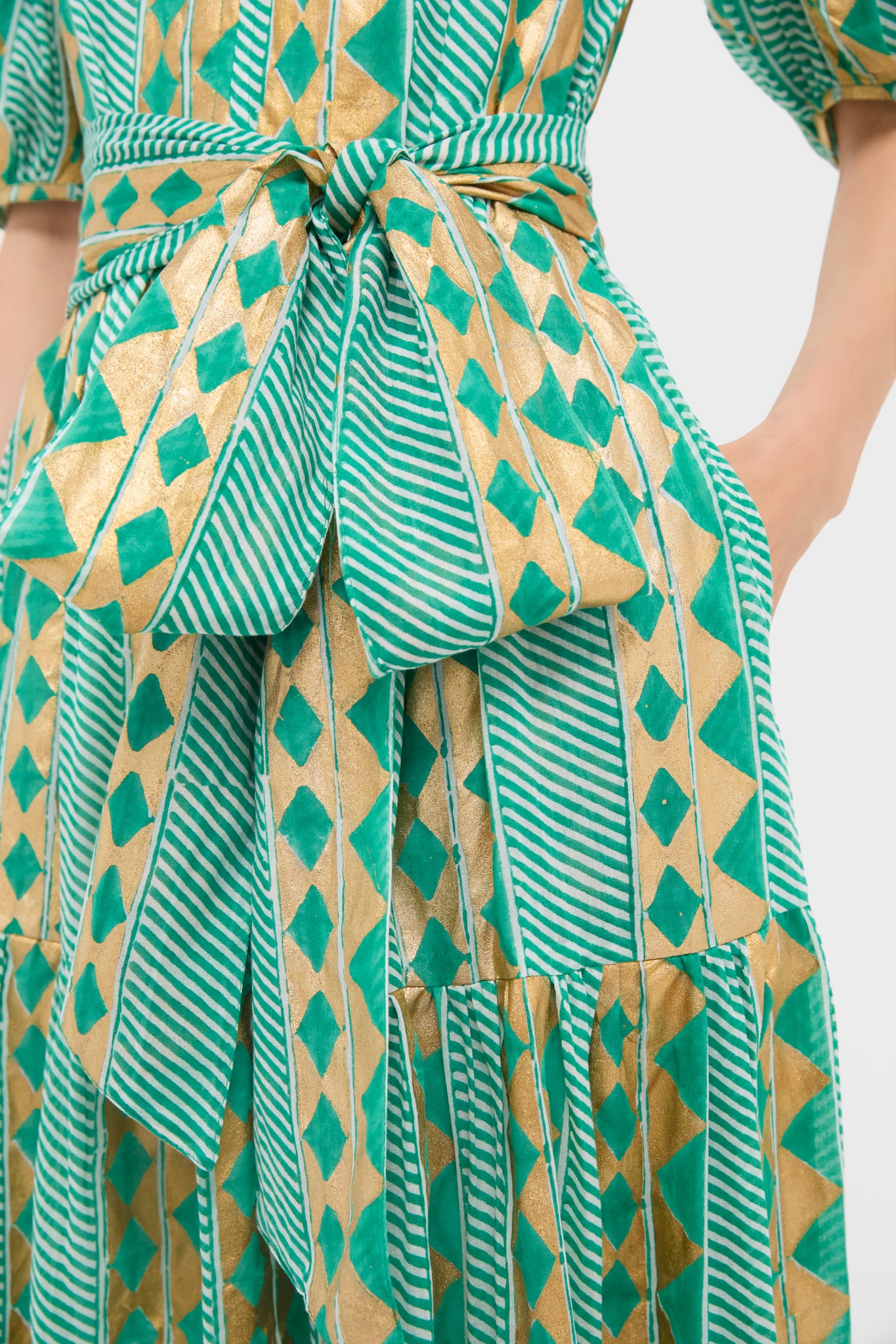 Exclusive Ascot Teal Puff Sleeve Maxi Dress