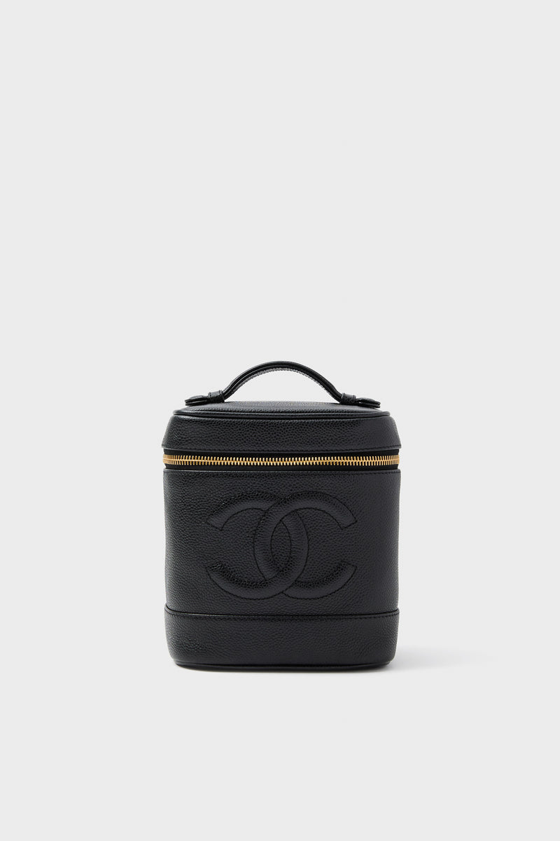 CHANEL Black Coco Mark Hand Vanity Bag