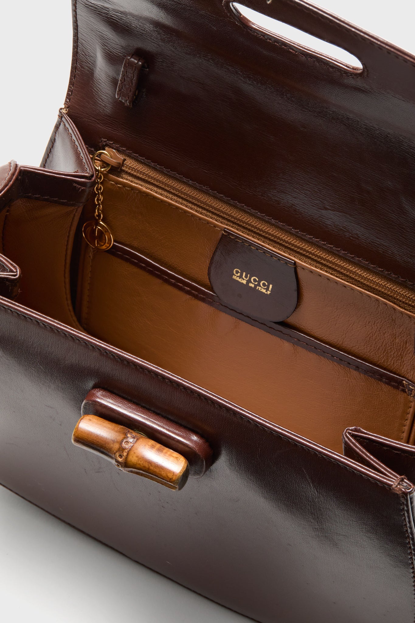 GUCCI Brown Bamboo Small Top Handle Bag