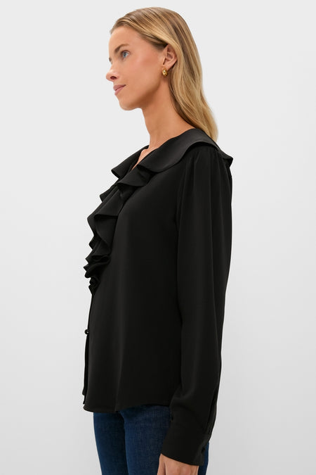 Black Ruffle Eileen Button Down Shirt