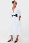White Olson Belted Midi Dress