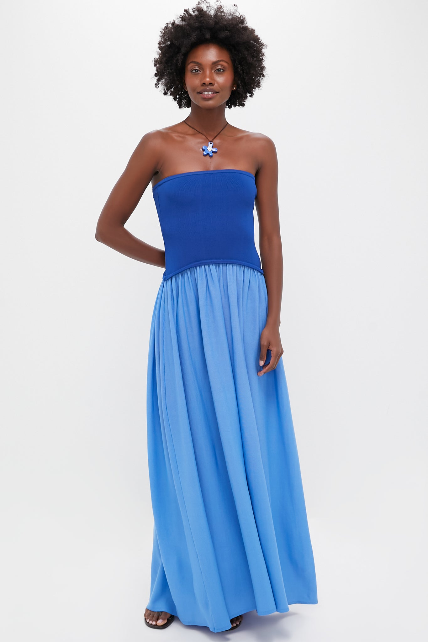 Maritime Navy and Marina Blue Strapless Soglio Dress