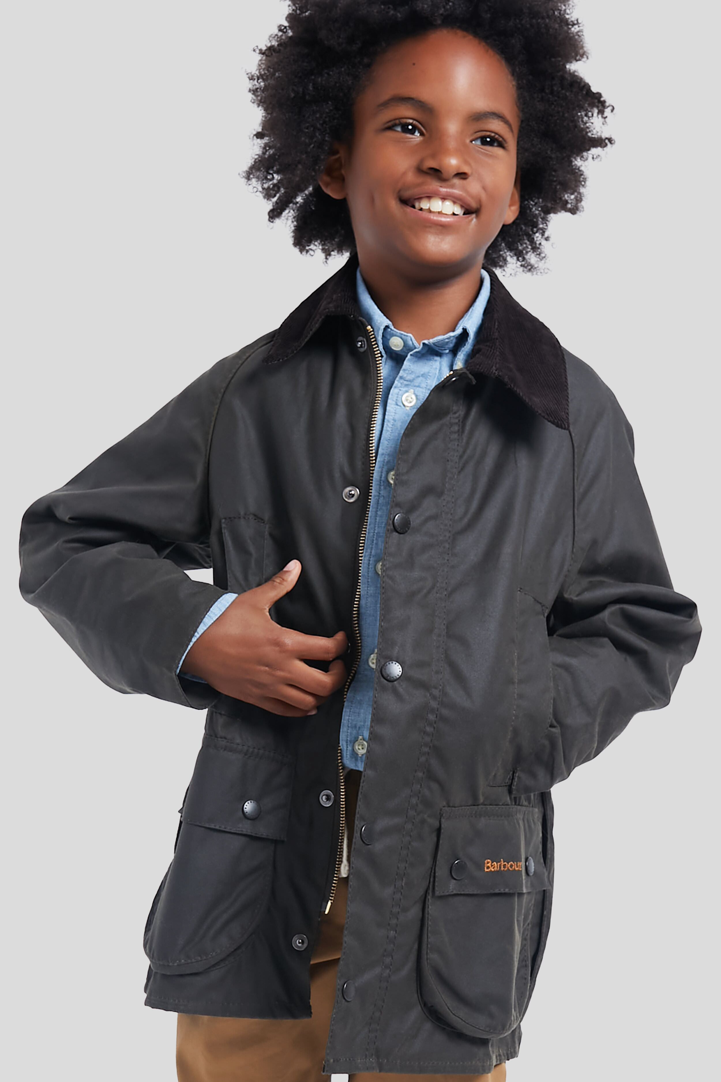 Kids barbour wax jacket on sale