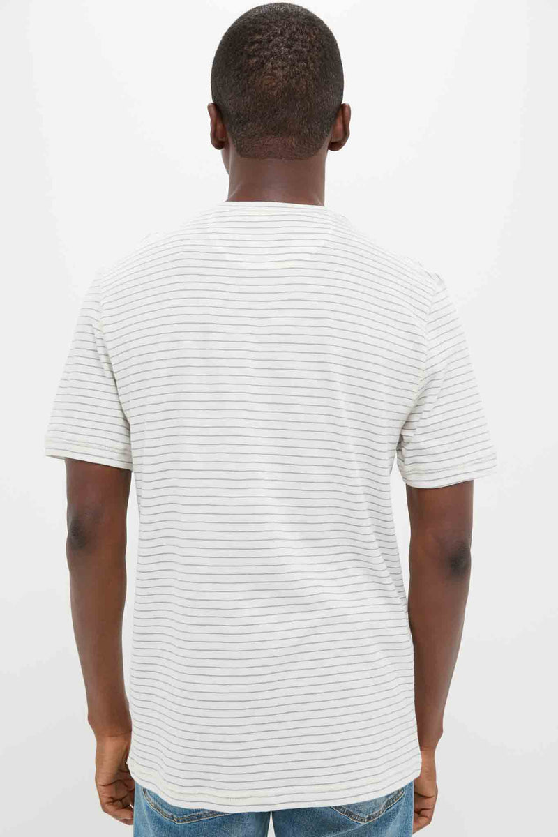 Cream Flint Stripe Short Sleeve Sunwashed Henley