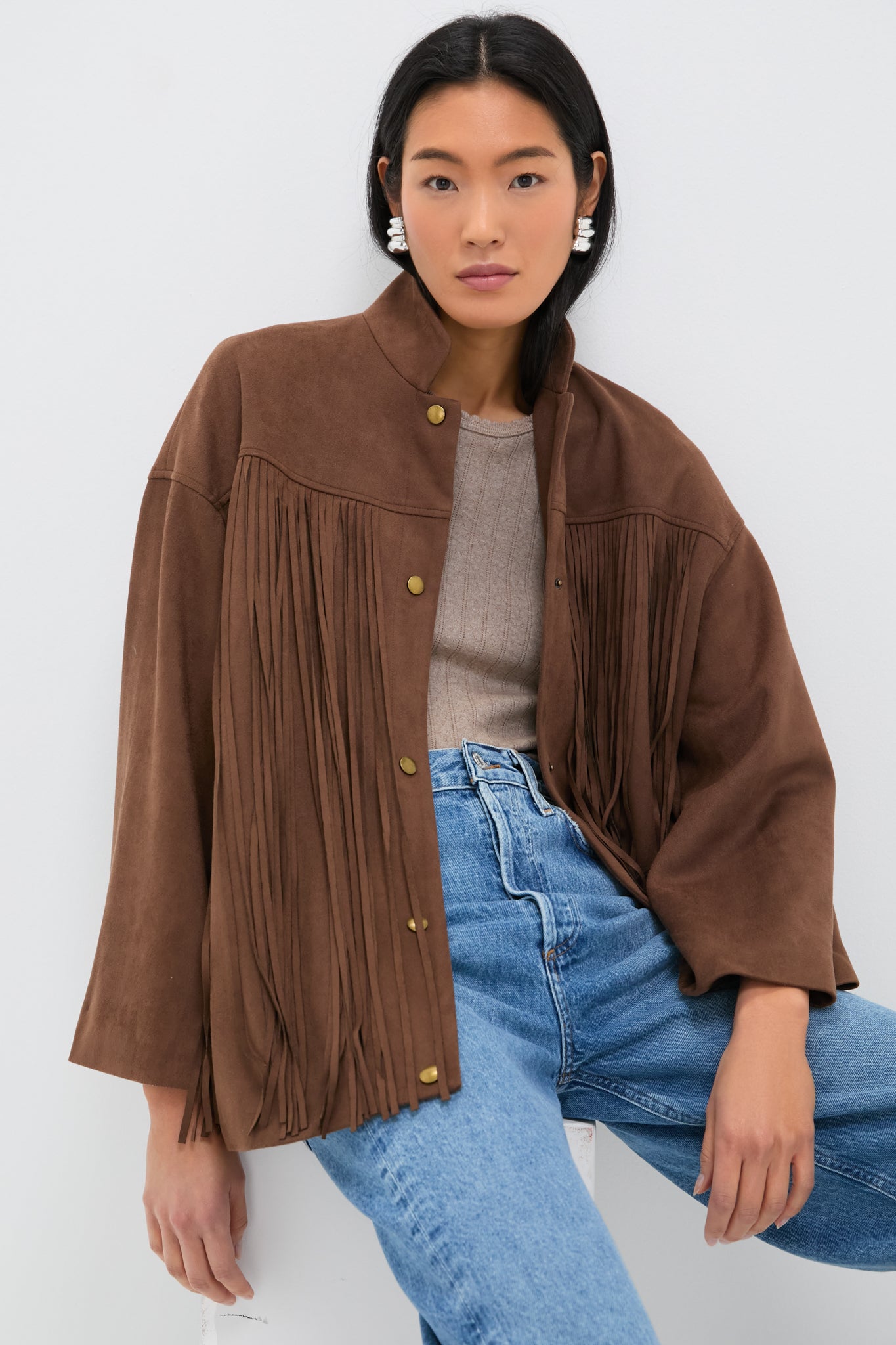 Chocolate Suede Fringe Marant Shirt Jacket