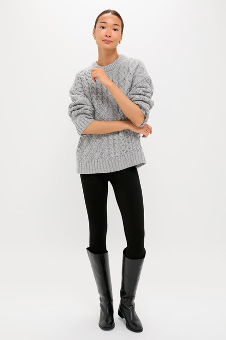 Gray Patchwork Cable Marks Sweater