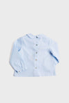 Blue Peter Pan Collar Shirt With Front Pleat