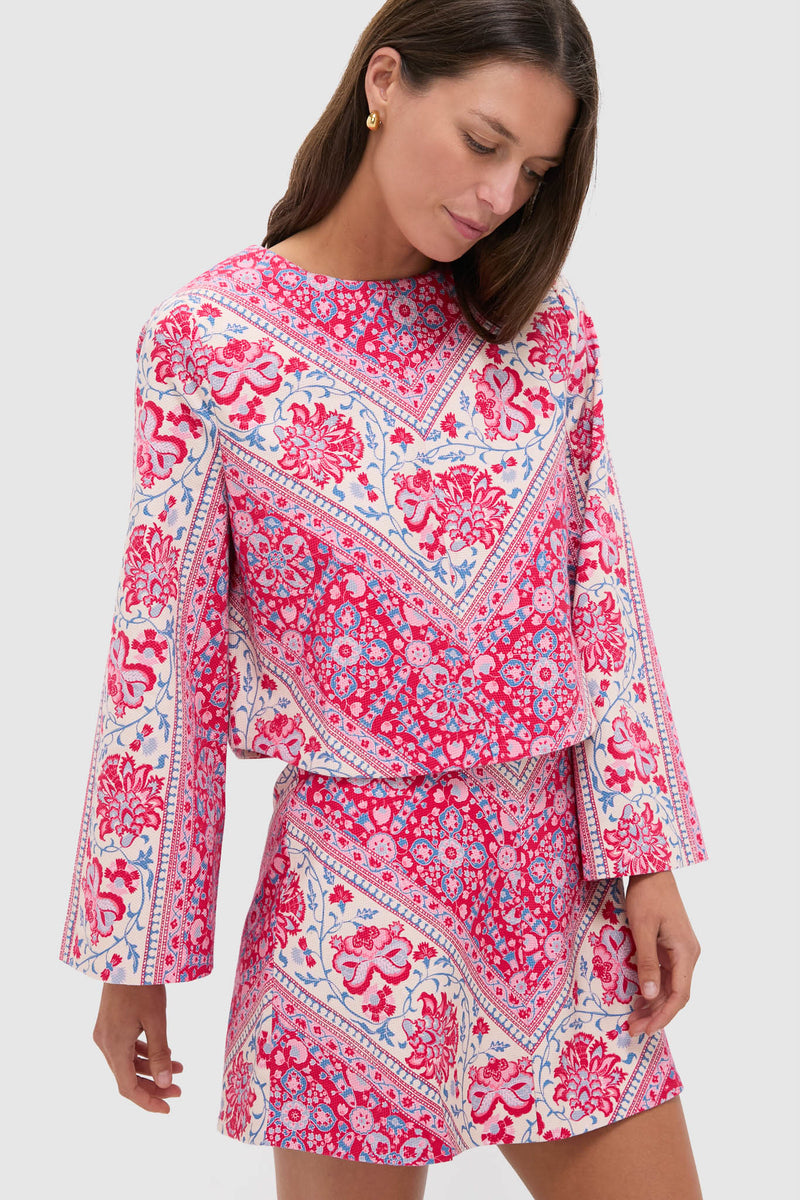 Cerise Chevron Cotton Maxine Top