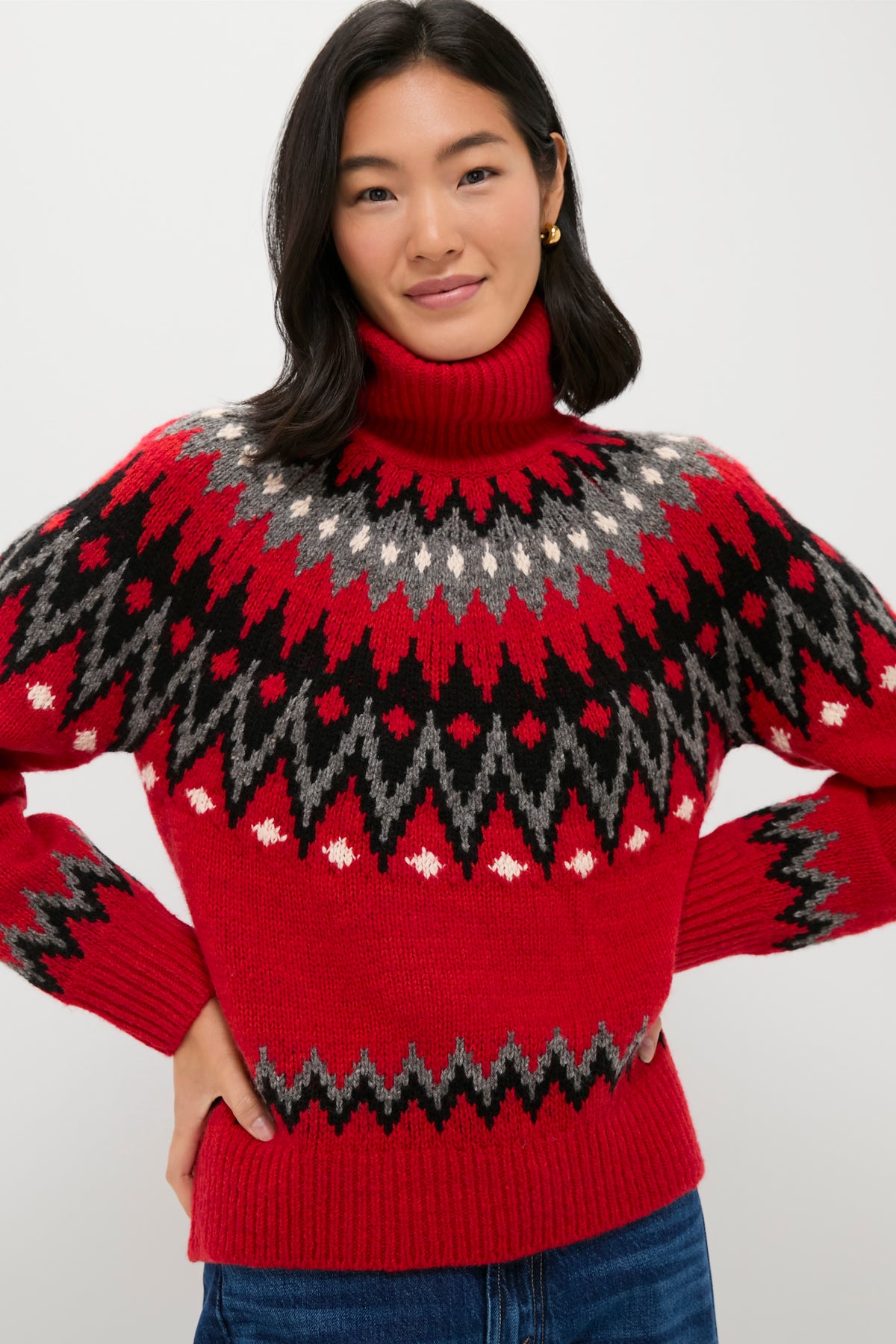 Fireside Red Fairisle Multi Turtleneck Sweater