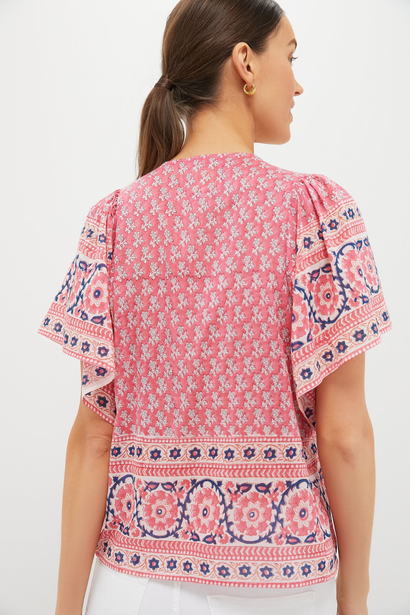Pink Navy Printed Angel Top