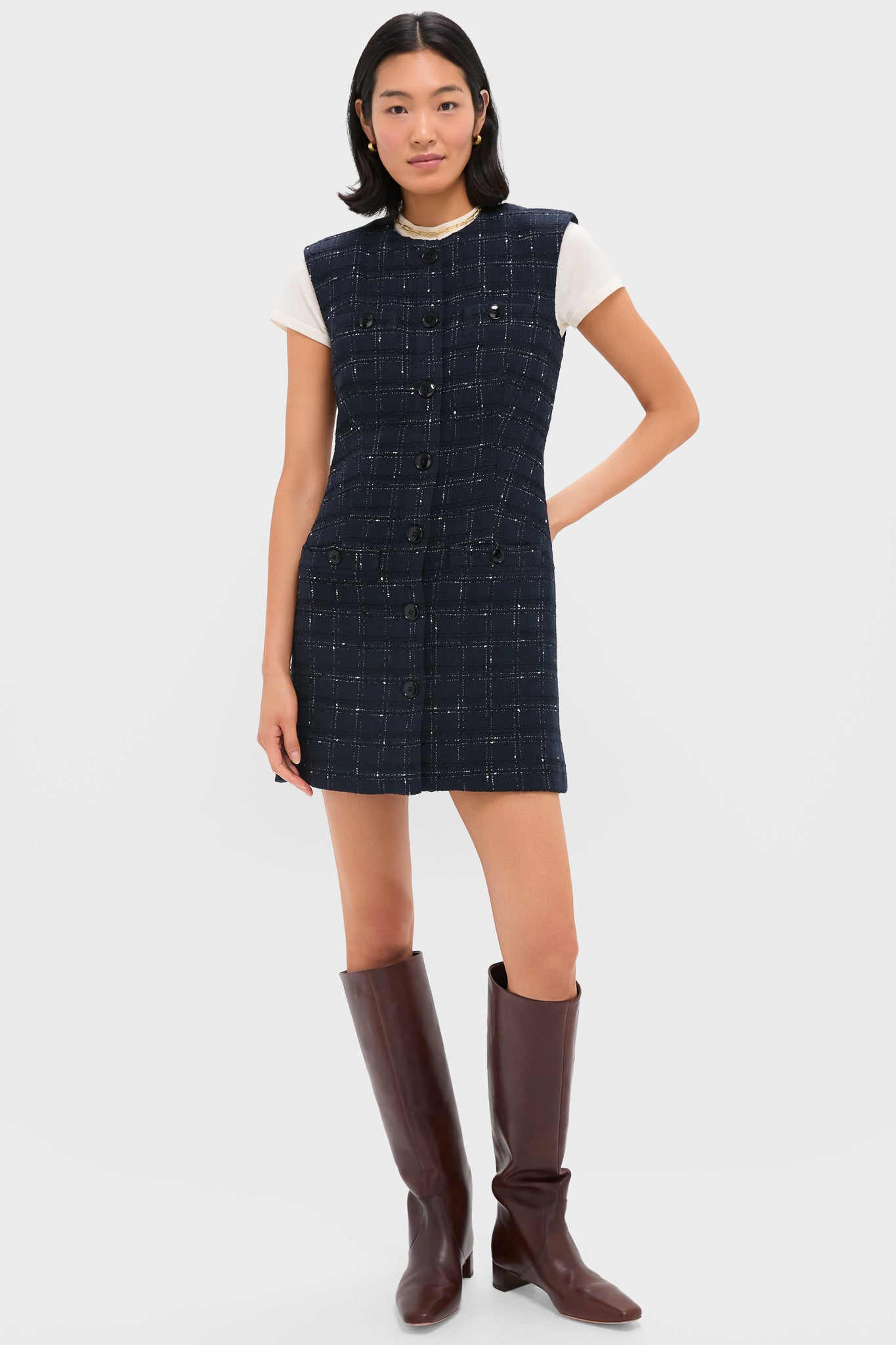 Navy and Off White Tamara Dress