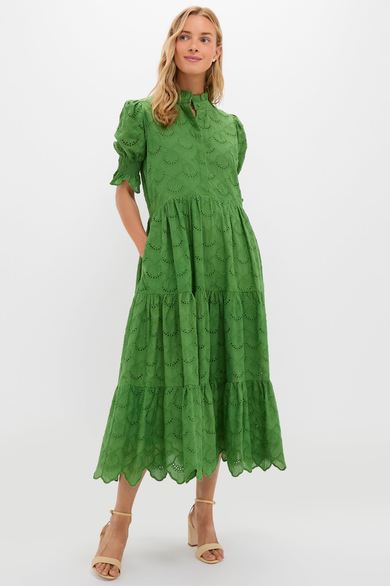 Fern Green Eyelet Bennett Maxi Dress | Hyacinth House
