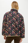Reversible Black and Baroque Floral Quilted Mallory Jacket