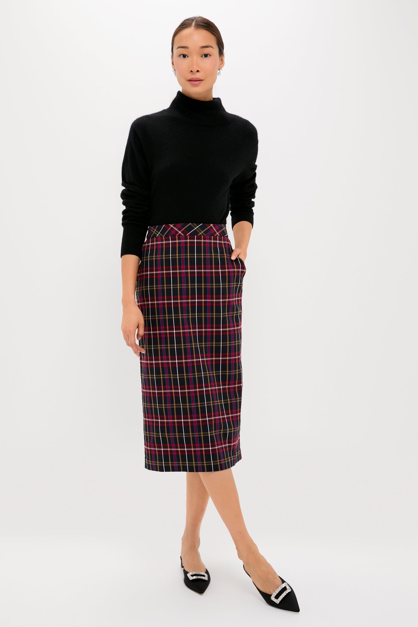 Baroque Tartan Gwyneth Midi Skirt