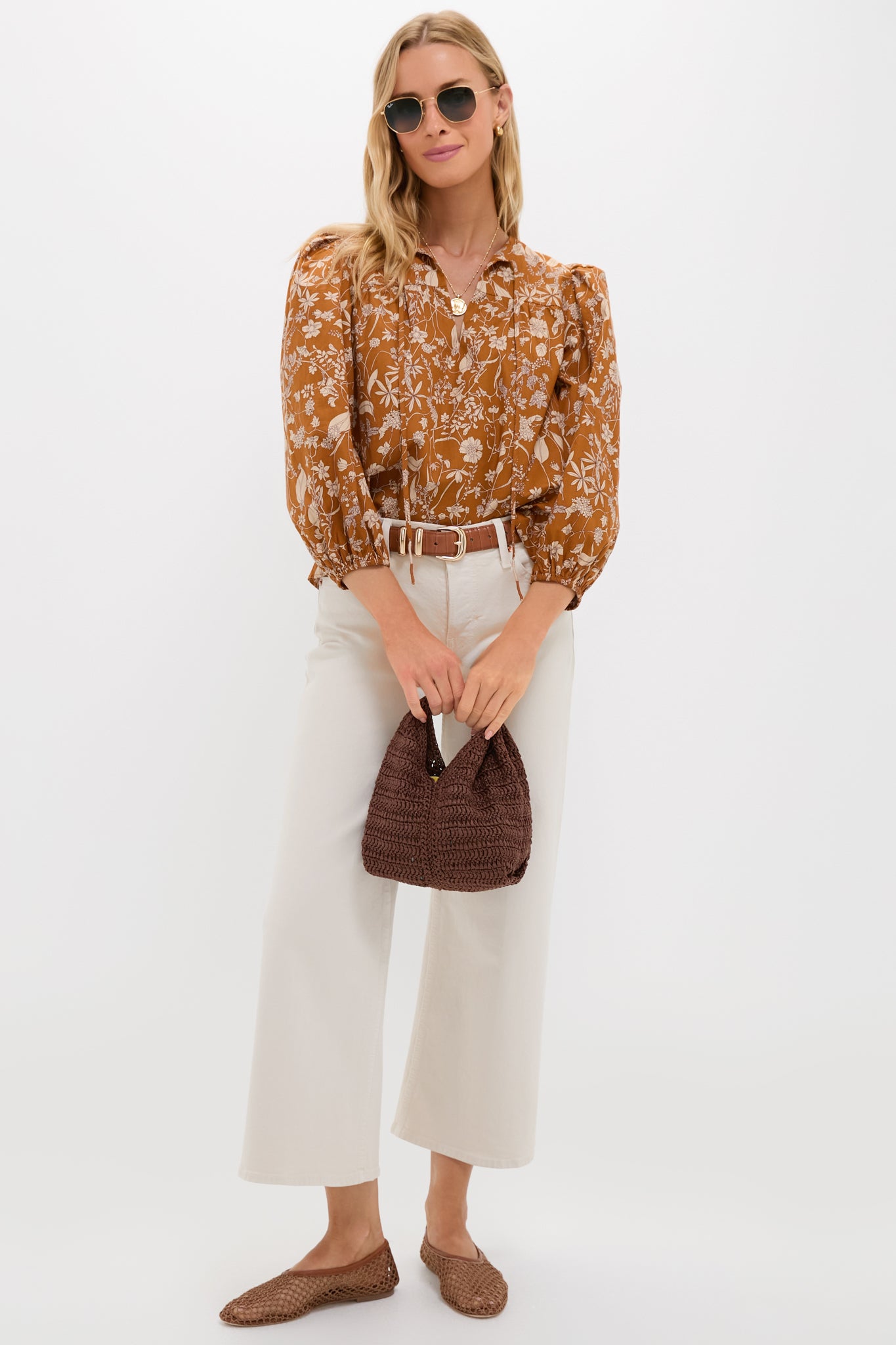 Burnt Orange Floral Long Sleeve Petunia Blouse