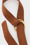 Cognac and Gold Tumble Suede Belt