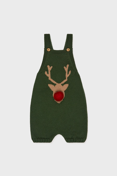 Green Reno Merino Baby Knitted Dungarees